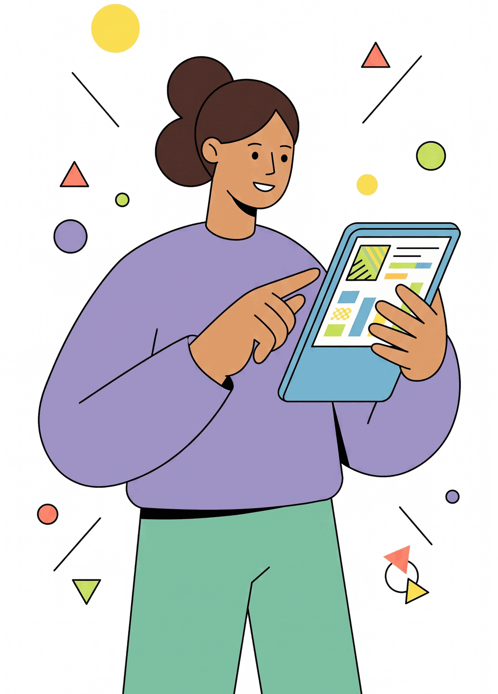 Une professionnelle du commerce consulte les données de Perspectives commerce sur une tablette.